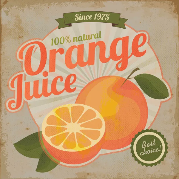 Jus d'orange retro flyer vintage illustratie — Stockvector