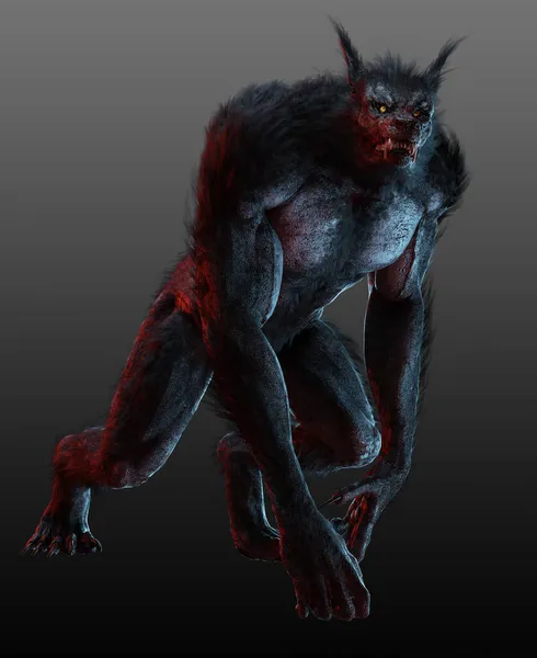 Fantasy Halloween Scary Werewolf Threatening Pose — Stock Photo, Image