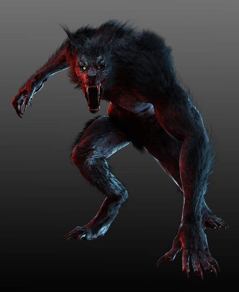 Fantasy Halloween Scary Werewolf in Threatening Pose