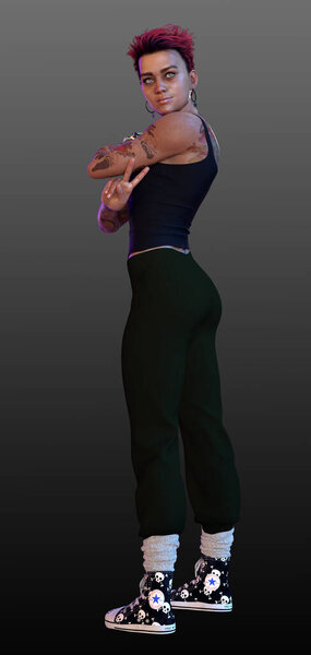 Urban Fantasy POC Trans Model in Action Poses