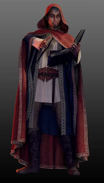 Fantasy POC Mage or Wizard in Hooded Cloak