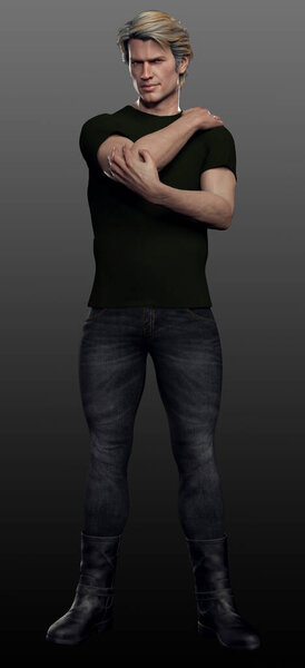 Urban Fantasy Older Male in Tshirt and Jeans