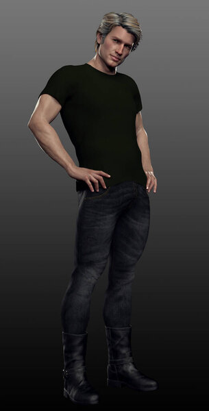 Urban Fantasy Older Male in Tshirt and Jeans