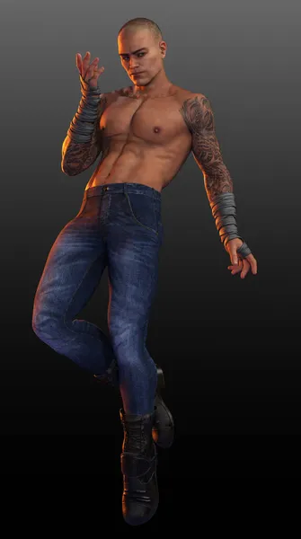 Urban Fantasy Sexy Man Fighter Scifi Thug — Stock Photo, Image