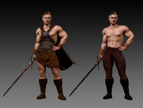 Fantasy Medieval Warriors, Two Versions with Sword