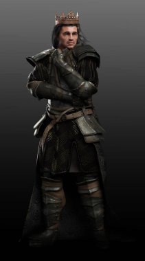 Fantezi Ortaçağ Yorgun Kralı veya Ağır Zırhlı Savaşçı