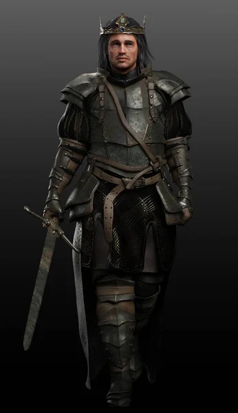 Fantasy Medieval Tired King or Warrior in Heavy Armor