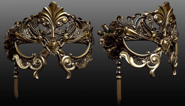 Fantasy Masque, Rococo Mask, Carnivale Mask, Venetian or French Masquerade Ball