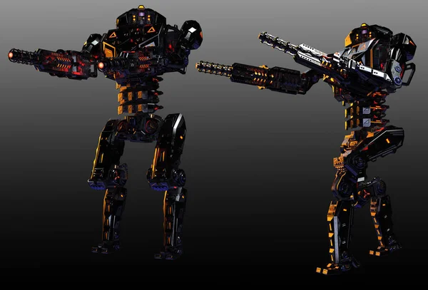 Mecha Robot Scifi Gépfegyver Robottámadó Jármű — Stock Fotó