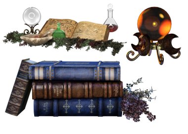 Sihirli ya da Cadı Nesneleri, Eski Kitaplar, Apokatery Havan ve Pestle