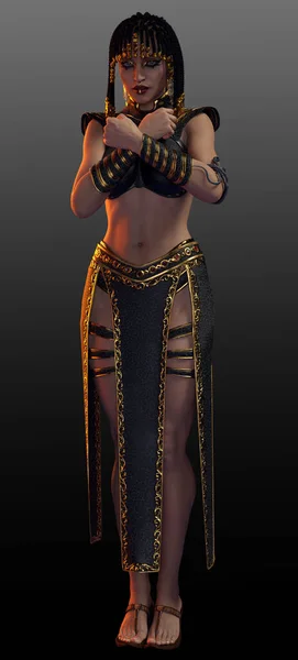 Dansatoare Egipteană Fantezie Sau Preoteasă Costum Aur — Fotografie, imagine de stoc