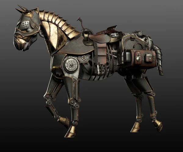 Steampunk Μηχανική Άλογο Και Σέλα — Φωτογραφία Αρχείου
