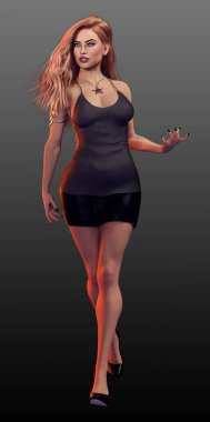 Küçük Siyah Elbiseli Fantezi Sarışın Cadı