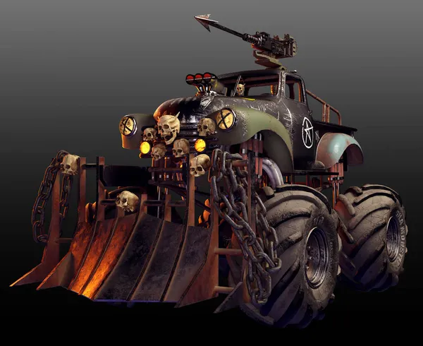 Post Apocalypse Truck Wastelander Dystopian Cyberpunk Sci Vehicle — 스톡 사진