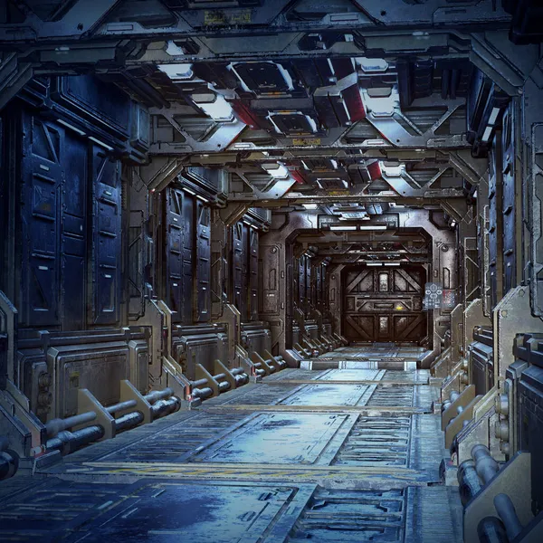 Sci Space Ship Nebo Space Station Corridor — Stock fotografie