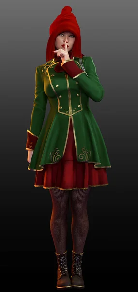 Fantasy Holiday Elf Messenger Weihnachtsmann Elf — Stockfoto