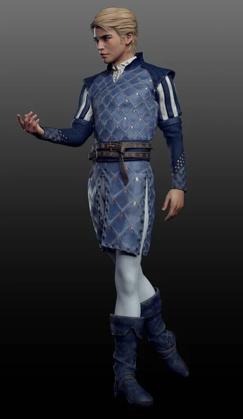 Fantasy Frost Ballet Prince Male Dancer Tunic Boots — 图库照片