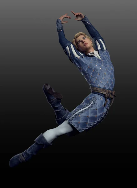 Fantasy Frost Ballet Prince Male Dancer Tunic Boots — 图库照片