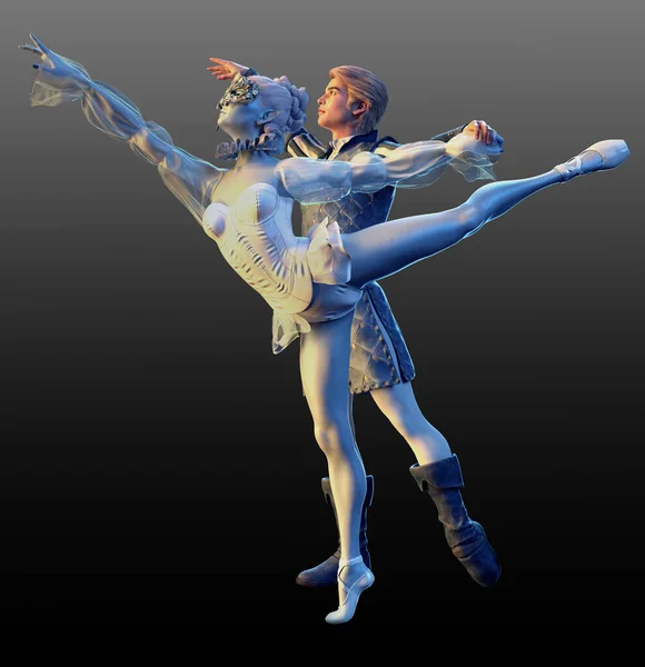 Fantezi Buz Bale Prensi Erkek Prenses Dansçı Çift — Stok fotoğraf
