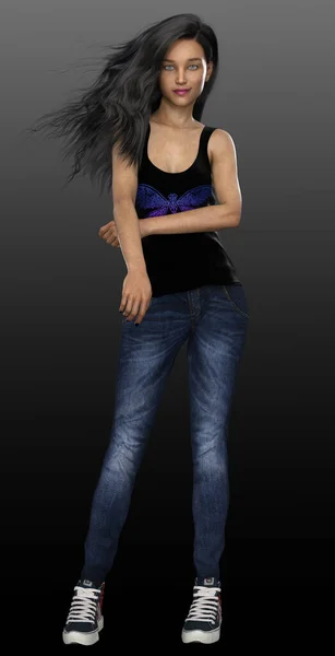 Pretty Teen Urban Fantasy Girl Jeans — стоковое фото