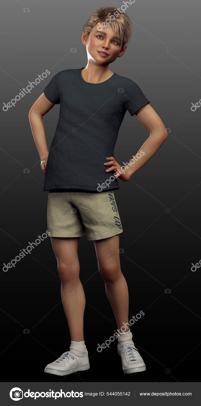 Jeune Blonde Gar on Shorts Shirt Enfant Enfants image libre de