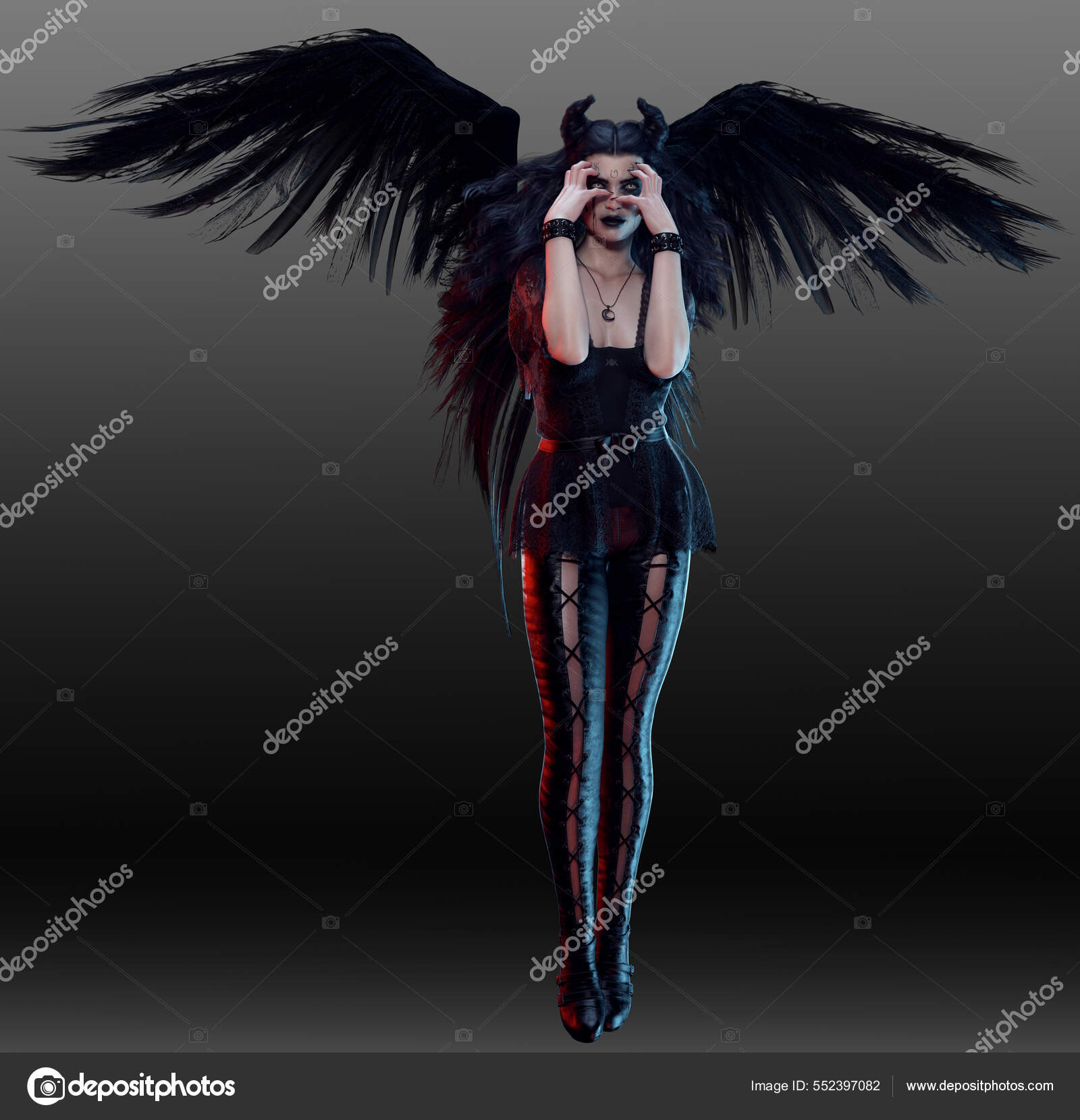 Fantasy Dark Angel Gefallener Engel Schwarz Mit Zerfetzten Flügeln -  Stockfotografie: lizenzfreie Fotos © Ravven 552397082
