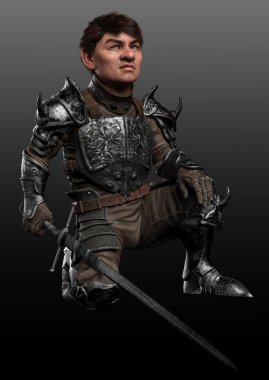 Ortaçağ Fantezi Zırhı İçinde Peri Masalı Cüce Savaşçısı