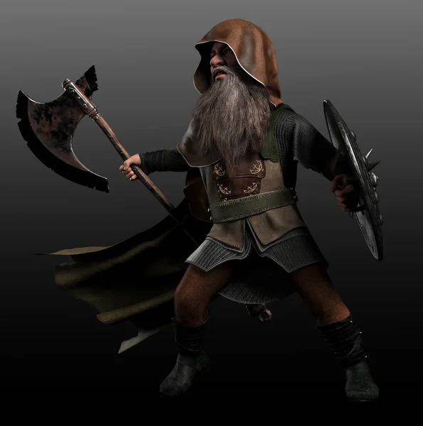 Fairytale Fae Dwarf Gnome Warrior Medieval Fantasy Armor — стокове фото