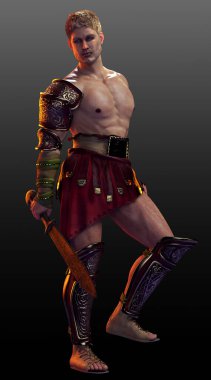 Fantasy Sexy Greek or Roman God, Warrior, Fighter clipart