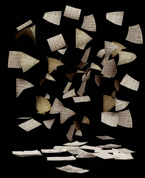 Hojas Música Que Caen Cgi Anotación Manuscrita Papel Volador Partituras — Foto de Stock