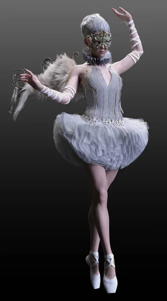 Fantasy Swan Lake Ballet Dancer Wings Tutu Young Ballerina — 스톡 사진