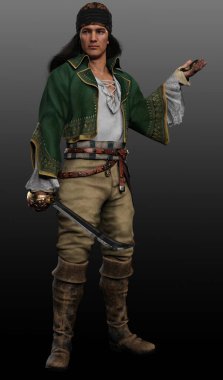 Fantezi ya da Steampunk Korsan Adam, İspanyol ya da Latin Erkek Seksi