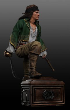 Fantezi ya da Steampunk Korsan Adam, İspanyol ya da Latin Erkek Seksi