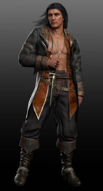 Fantezi ya da Steampunk Korsan Adam, İspanyol ya da Latin Erkek Seksi