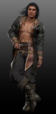 Fantezi ya da Steampunk Korsan Adam, İspanyol ya da Latin Erkek Seksi