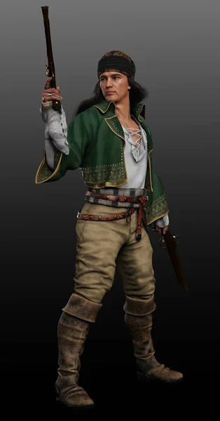 Fantasy Steampunk Pirate Man Hispanic Latino Sexy Male — Foto Stock