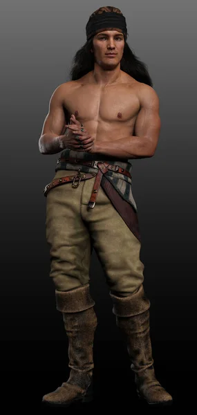 Fantasy Steampunk Pirate Man Hispanic Latino Sexy Male — Stock Photo, Image