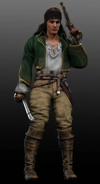 Fantasy Steampunk Pirate Man Hispanic Latino Sexy Male — 스톡 사진