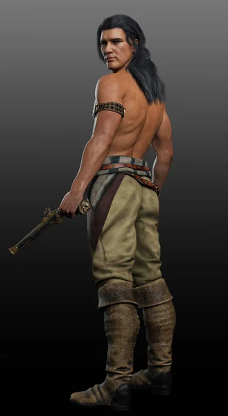 Fantasy Steampunk Pirate Man Hispanic Latino Sexy Male — стокове фото