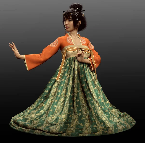 Asian Woman Traditional Chinese Hanfu Dress Hanfu Robe Han China —  Fotos de Stock