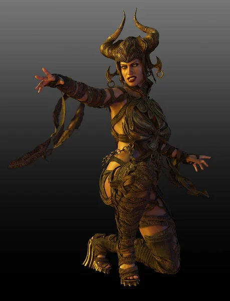 Fantasy Barbarian Priestess Shaman Mage Leather Armor — Foto Stock