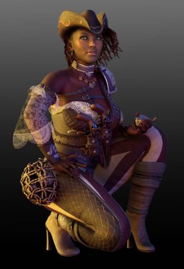 Fantezi ya da Steampunk POC Afrikalı Korsan Kadın Korsan Kıyafeti