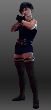 Siber Punk Distopian POC Asyalı Kadın Dövüşçüsü