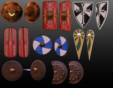 CGI Ancient Shields, Truva, Roman, Hoplon, Pavise, Scutum, Targe