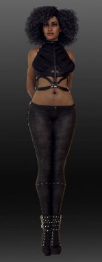 Deri Korse ve Pantolon Giyen Şehir Fantezisi Kadın