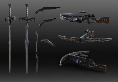 Haçlı Vampir Avcısı Silahları, Drakula, Kılıç, Tabanca