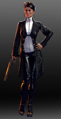 Steampunk Asyalı POC Viktoryan Kadın Korsan Giysiler