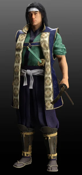 Fantasy Samurai Warrior Katanas Samurai Armor — Fotografia de Stock