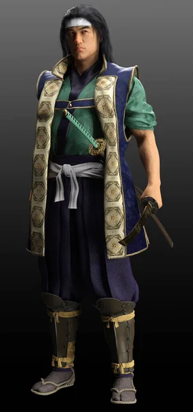 Fantasy Samurai Krieger Mit Katanas Samurai Rüstung — Stockfoto