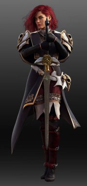 Steampunk Woman Pirate with Red Hair in Uniform